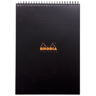 RHODIA Spiralnotizblock Note Pad DIN A4 kariert schwarz 80 Blatt