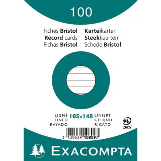 EXACOMPTA Karteikarten DIN A6 liniert weiß 100 Karteikarten