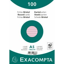 EXACOMPTA Karteikarten DIN A5 liniert rosa 100 Karteikarten