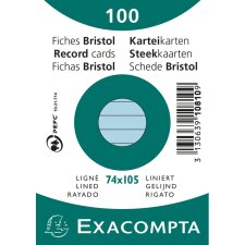 EXACOMPTA Karteikarten DIN A7 liniert azurblau 100...