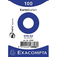 EXACOMPTA Karteikarten DIN A8 blanko weiß 100...