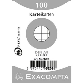 EXACOMPTA Karteikarten DIN A8 kariert weiß 100 Karteikarten