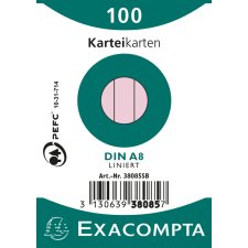 EXACOMPTA Karteikarten DIN A8 liniert rosa 100 Karteikarten