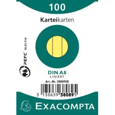 EXACOMPTA Karteikarten DIN A8 liniert gelb 100 Karteikarten