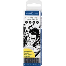 FABER-CASTELL Tuschestift PITT artist pen Black Set 4 Stifte