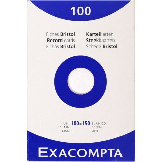 EXACOMPTA Karteikarten 100 x 150 mm blanko weiß 100 Karteikarten