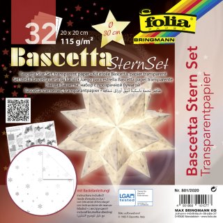 folia Faltblätter Bascetta-Stern "Transparentpapier" 200 x 200 mm 32 Blatt weiß