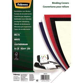 Fellowes Deckblatt Delta Lederstruktur DIN A4 weiß 25 Blatt