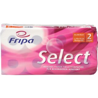 Fripa Toilettenpapier Select 2-lagig hochweiß 8 Rollen á 250 Blatt