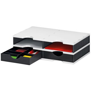 styro Sortierstation styrodoc duo 4 Fächer grau / schwarz / schwarz