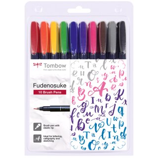 TOMBOW Kalligraphie-Stift Fudenosuke Härtegrad 1 10er-Set