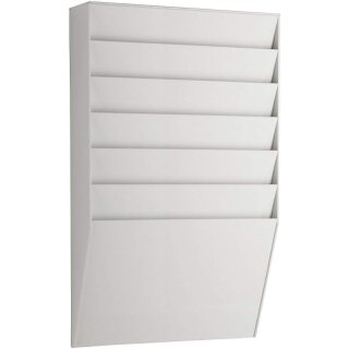 PAPERFLOW Wand-Prospekthalter 6 Fächer A4 quer grau