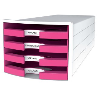 HAN Schubladenbox IMPULS 2.0 Trend Colours 4 offene Schübe weiß / pink