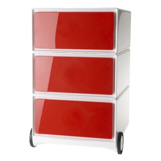 PAPERFLOW Rollcontainer "easyBox" 3 Schübe weiß / rot