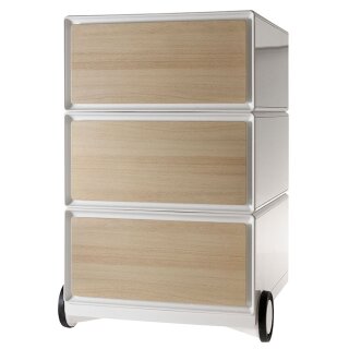 PAPERFLOW Rollcontainer "easyBox" 3 Schübe weiß / buche