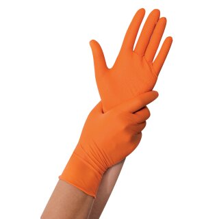 HYGOSTAR Nitril-Handschuh "POWER GRIP" L orange 50 Stück