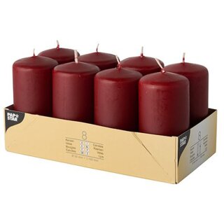 STARPAK Stumpenkerze Durchmesser: 50 mm bordeaux 8 Stück