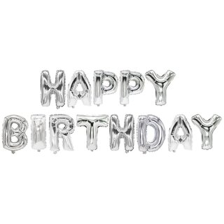 PAPSTAR Folienballon-Set "Happy Birthday" silber 350 mm hoch