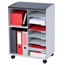 PAPERFLOW Rollwagen 2 Fächer grau / buche