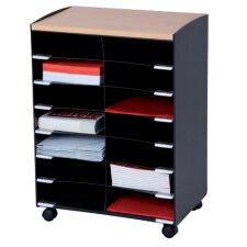 PAPERFLOW Rollwagen 2 Fächer grau / buche