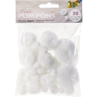 folia Pompons 30 Stück weiß