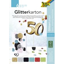 folia Glitterkarton-Block "Basic" 170 x 245 mm 300 g/qm 6 Blatt