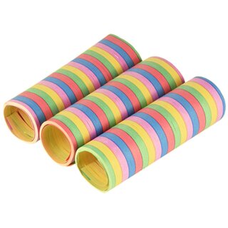 PAPSTAR Luftschlangen "Stripes" aus Papier 5 Farben 3 Rollen