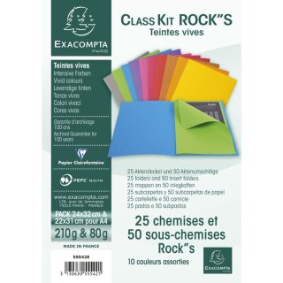 EXACOMPTA Aktendeckel ROCKS Class Kit farbig sortiert 75 Aktendeckel