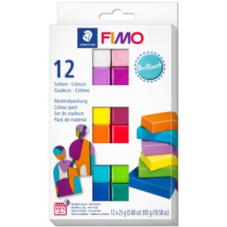 FIMO SOFT Modelliermasse-Set "Brilliant" 12er Set 12 Blöcke à 25 g