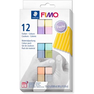 FIMO SOFT Modelliermasse-Set "Pastel" 12er Set 12 Blöcke à 25 g