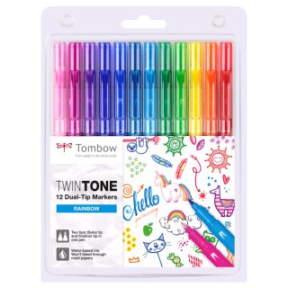 TOMBOW Doppelfasermaler "TwinTone" Rainbow Colours 12er Set