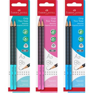 FABER-CASTELL Bleistift GRIP 2001 TWO TONE zufällige Farbe 2 Bleistifte