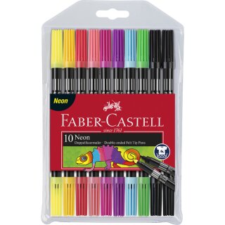 FABER-CASTELL Doppelfasermaler Neon 10er Etui