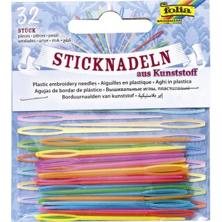 folia Kunststoff-Sticknadeln 65 x 1,8 mm farbig sortiert 32 Stück