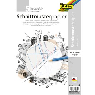 folia Schnittmusterpapier 100 x 150 cm transparent 40 g/qm 5 Blatt