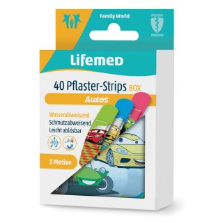 Lifemed Kinder-Pflaster-Strips "Autos" 40er Metallbox