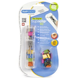 RAPESCO Dokumentenclip-Spender Supaclip 40 farbige Clips