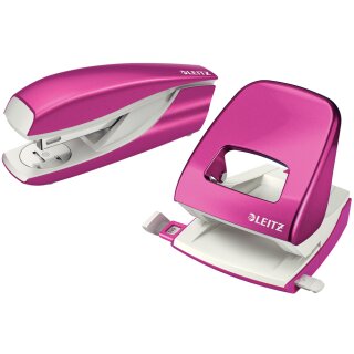 LEITZ Heftgerät- & Locher-Set Nexxt WOW pink-metallic