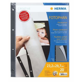 HERMA Fotokarton 230 x 297 mm 230 g/qm schwarz 20 Blatt