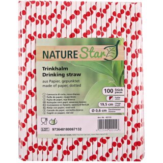 NATURE Star Papier-Trinkhalm 197 mm rot/weiß gepunktet 100 Stück