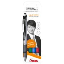 Pentel Gel-Tintenroller EnerGel XmRT 4er Set Basisfarben