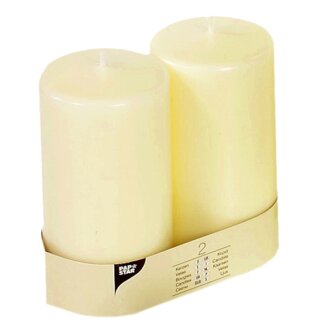 STARPAK Stumpenkerze "Ivory" Durchmesser: 80 mm Höhe: 100 mm elfenbein 2 Stück