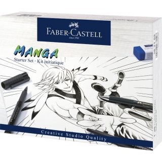 FABER-CASTELL Tuschestift PITT artist pen Set Manga Advanced 8 Stifte schwarz