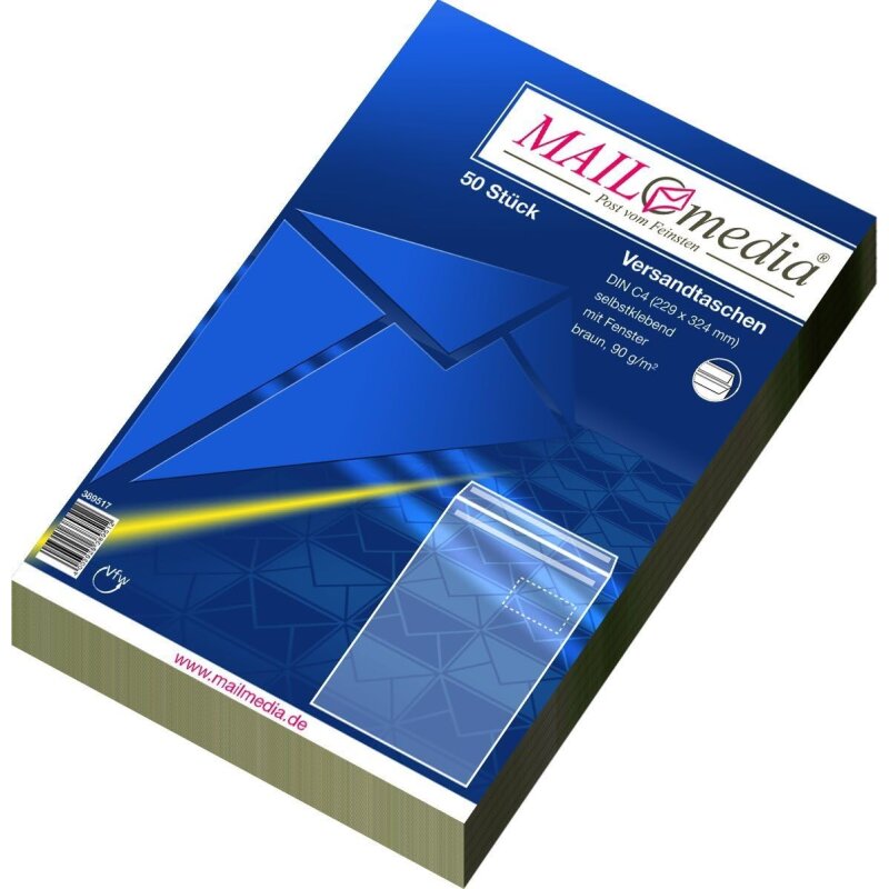 MAILMEDIA Versandtaschen B4 fadenverstärkt, ohne Fenster, 140 g qm, weiß, 100 Stück MAILMEDIA Versandtaschen B4 fadenverstärkt, ohne Fenster, 140 g qm, weiß, 100 Stück