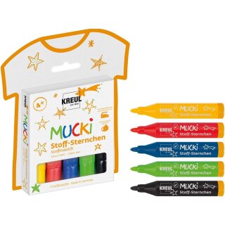 KREUL Stoff-Sternchen Stoffmalstift "MUCKI" 5er-Set