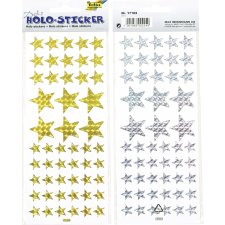 folia Holographie-Sticker "Sterne" gold und silber