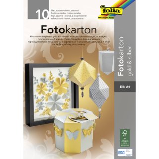 folia Fotokartonblock DIN A4 300 g/qm gold und silber säurefrei 10 Blatt