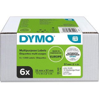 DYMO LabelWriter-Universal-Etiketten 57 x 32 mm weiß 6 Rollen à 1.000 Etiketten