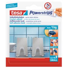 tesa Powerstrips Haken SMALL Metall rechteckig 2 Haken...