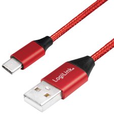 LogiLink USB 2.0 Kabel USB-A - USB-C Stecker 0,3 m rot